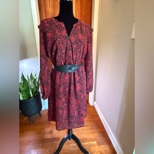 Chiffon black and red dress. Belt not included